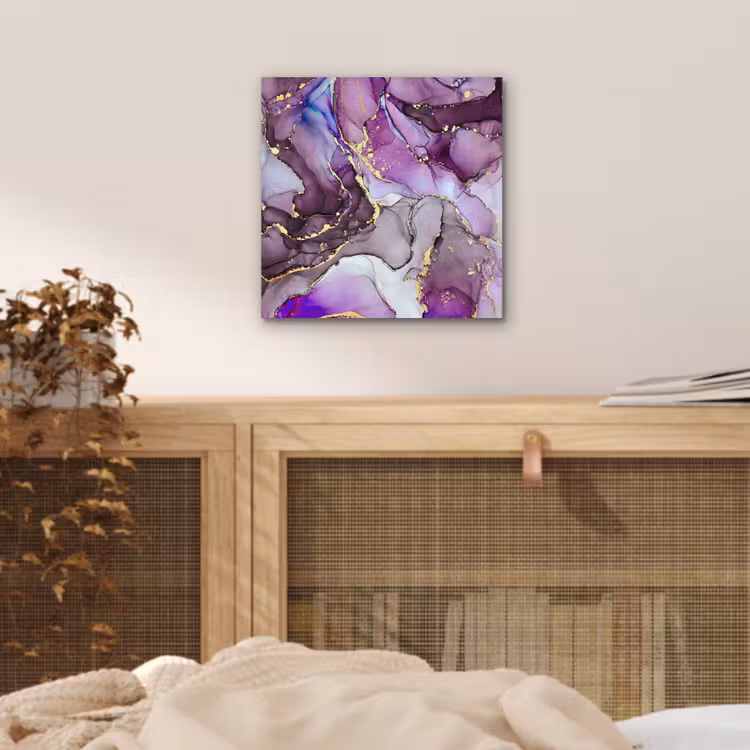 Aluminium schilderij - Marmer - Roze - Paars - Gold — 4