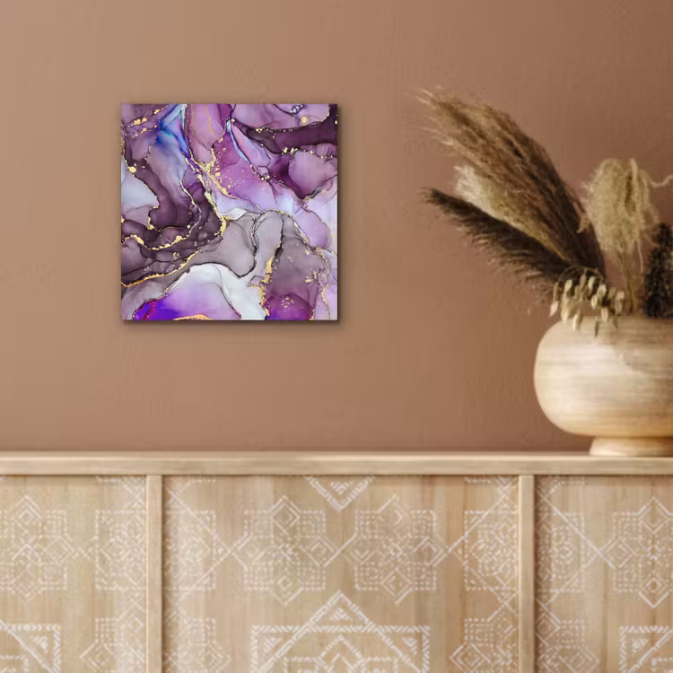 Aluminium schilderij - Marmer - Roze - Paars - Gold — 5