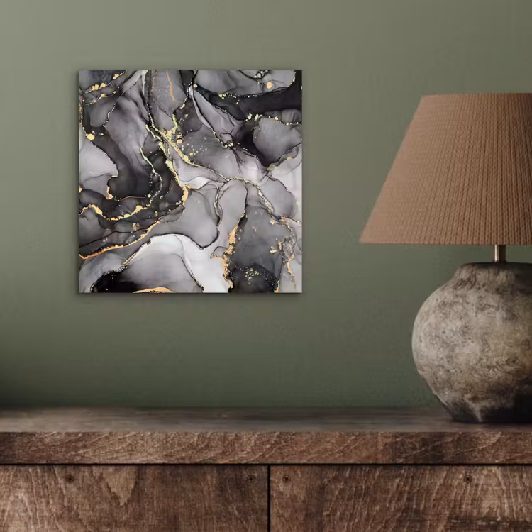 Aluminium schilderij - Marmer - Zwart - Goud - Grijs — 3