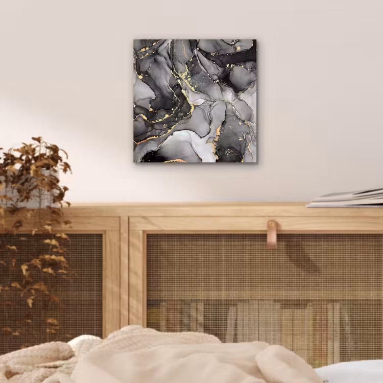 Aluminium schilderij - Marmer - Zwart - Goud - Grijs — 4