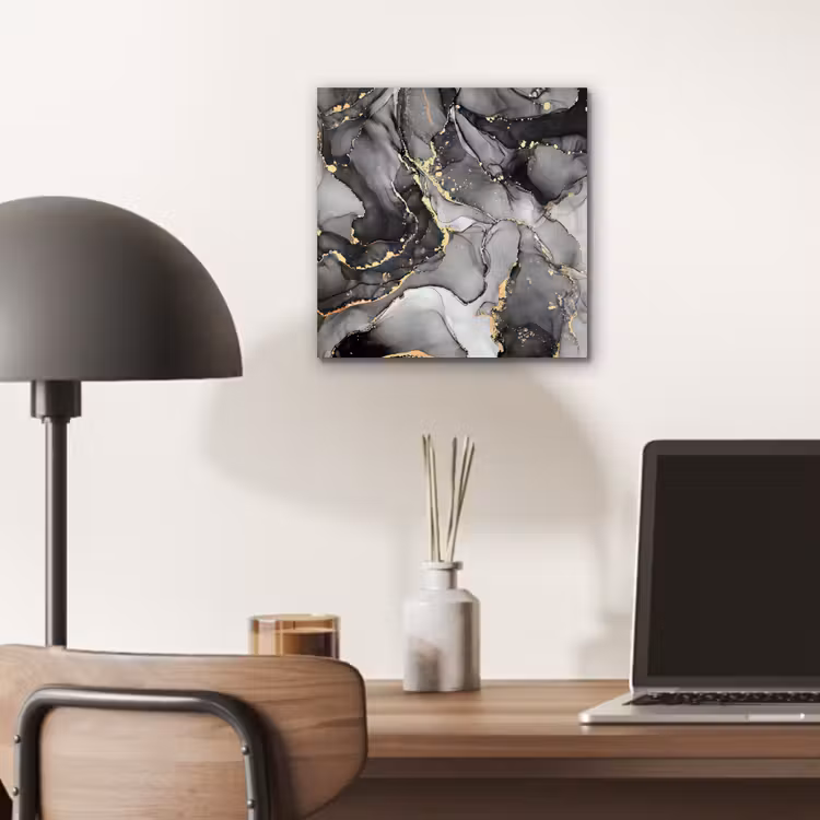 Aluminium schilderij - Marmer - Zwart - Goud - Grijs — 6