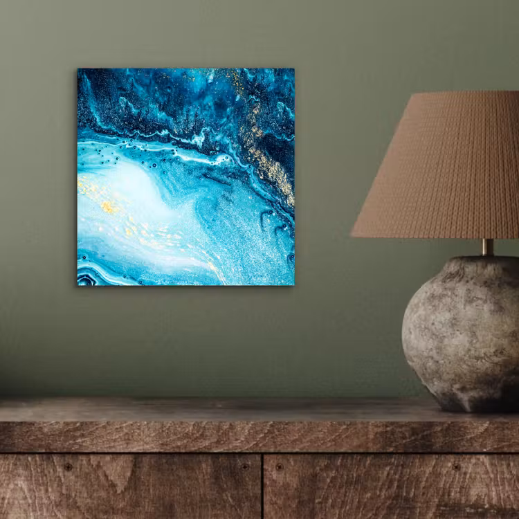 Aluminium schilderij - Marmerlook - Blauw - Goud - Luxe - Glitter - Marmer — 3