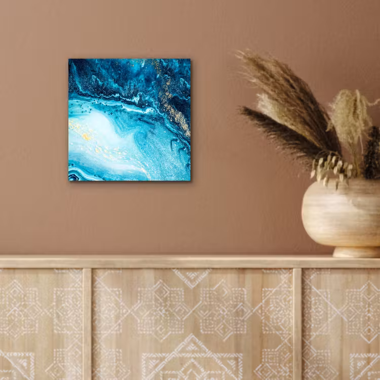 Aluminium schilderij - Marmerlook - Blauw - Goud - Luxe - Glitter - Marmer — 5