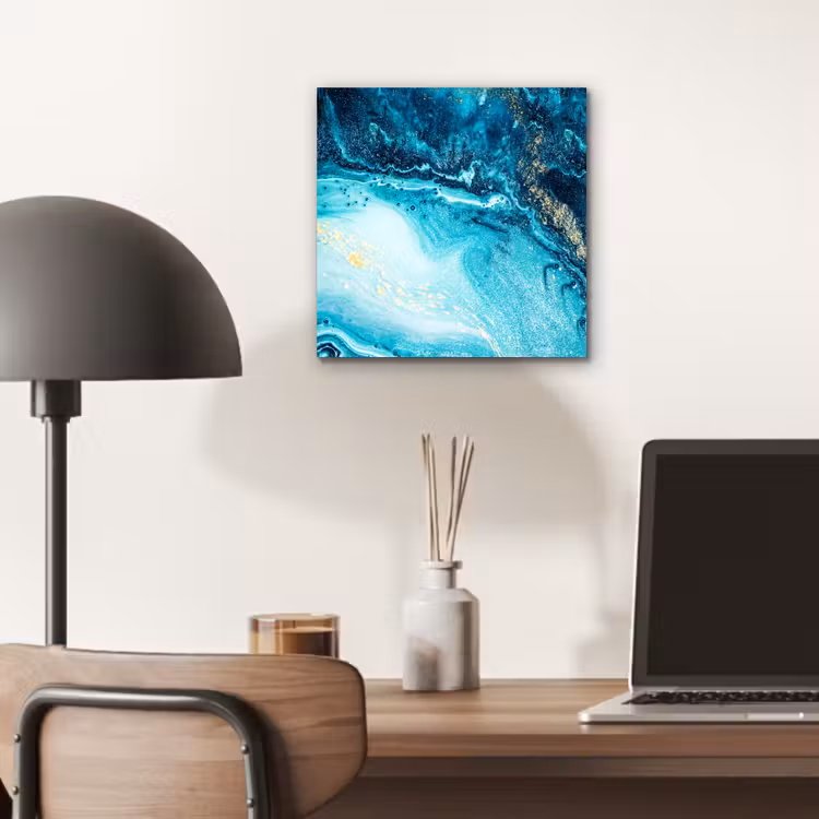 Aluminium schilderij - Marmerlook - Blauw - Goud - Luxe - Glitter - Marmer — 6