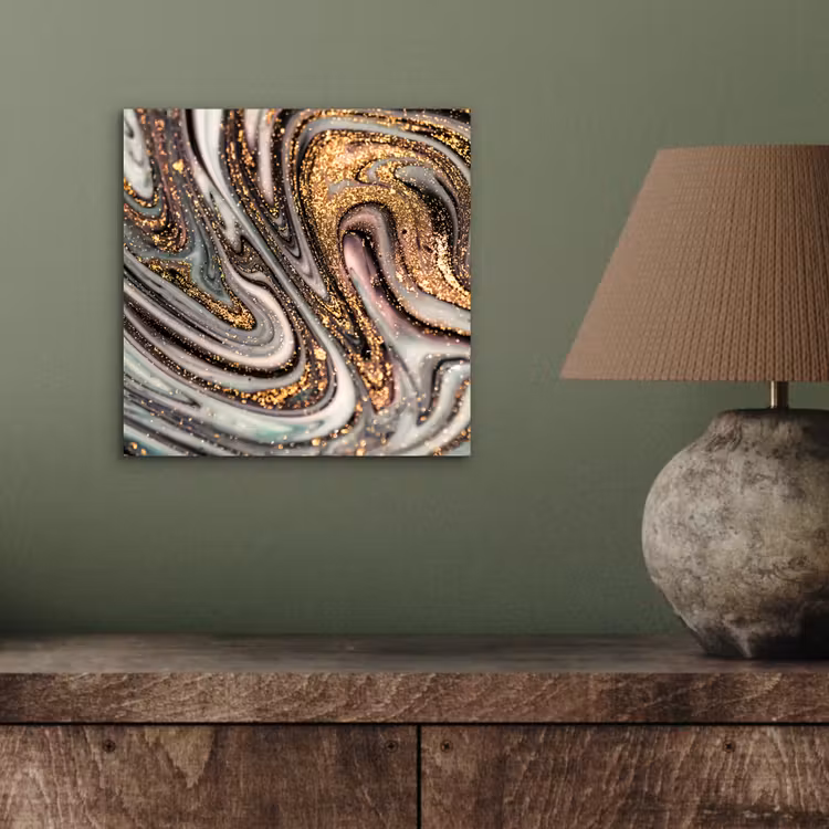 Aluminium schilderij - Marmerlook - Goud - Glitter - Luxe - Marmer - Wit — 3