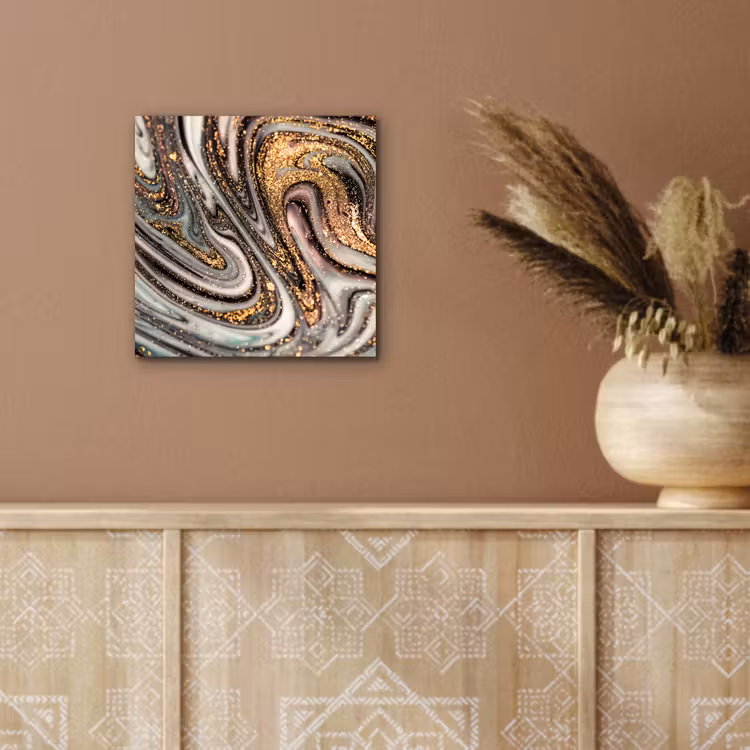 Aluminium schilderij - Marmerlook - Goud - Glitter - Luxe - Marmer - Wit — 5