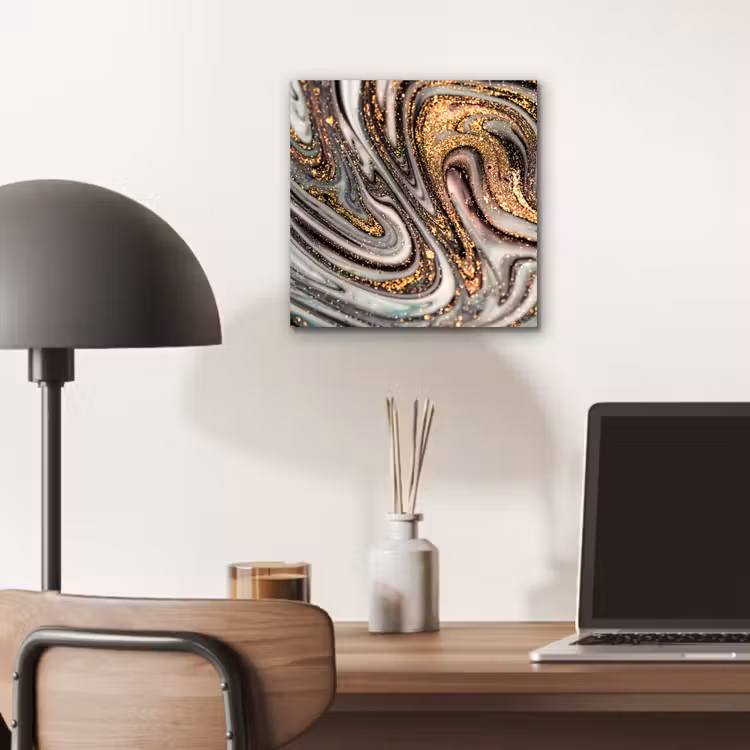 Aluminium schilderij - Marmerlook - Goud - Glitter - Luxe - Marmer - Wit — 6