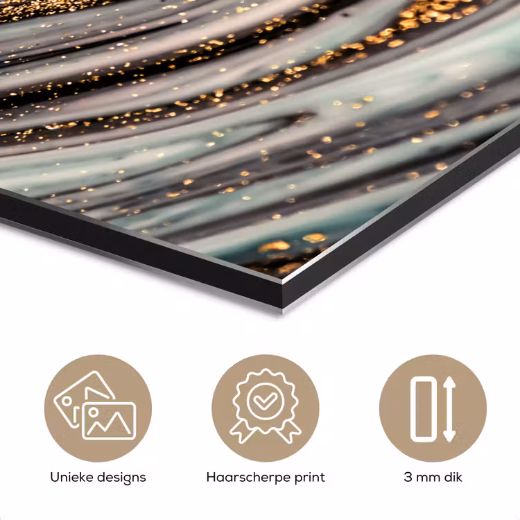 Aluminium schilderij - Marmerlook - Goud - Glitter - Luxe - Marmer - Wit — 7