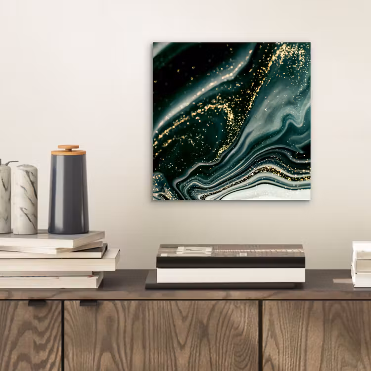 Aluminium schilderij - Marmerlook - Goud - Groen - Glitter - Design - Marmer — 2