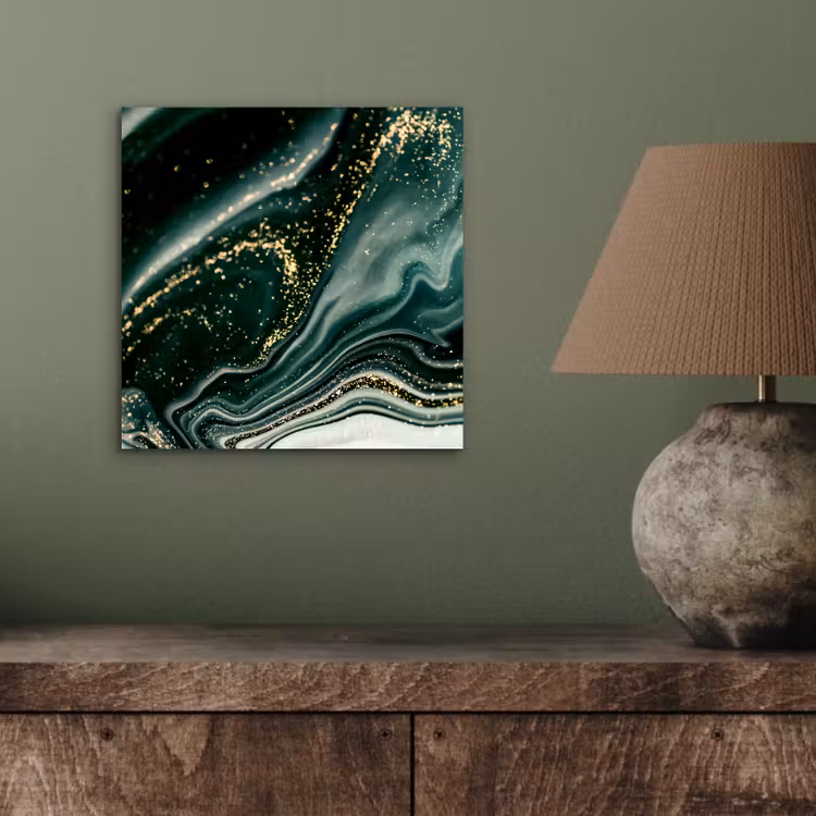 Aluminium schilderij - Marmerlook - Goud - Groen - Glitter - Design - Marmer — 3