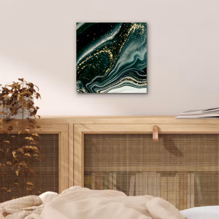 Aluminium schilderij - Marmerlook - Goud - Groen - Glitter - Design - Marmer — 4