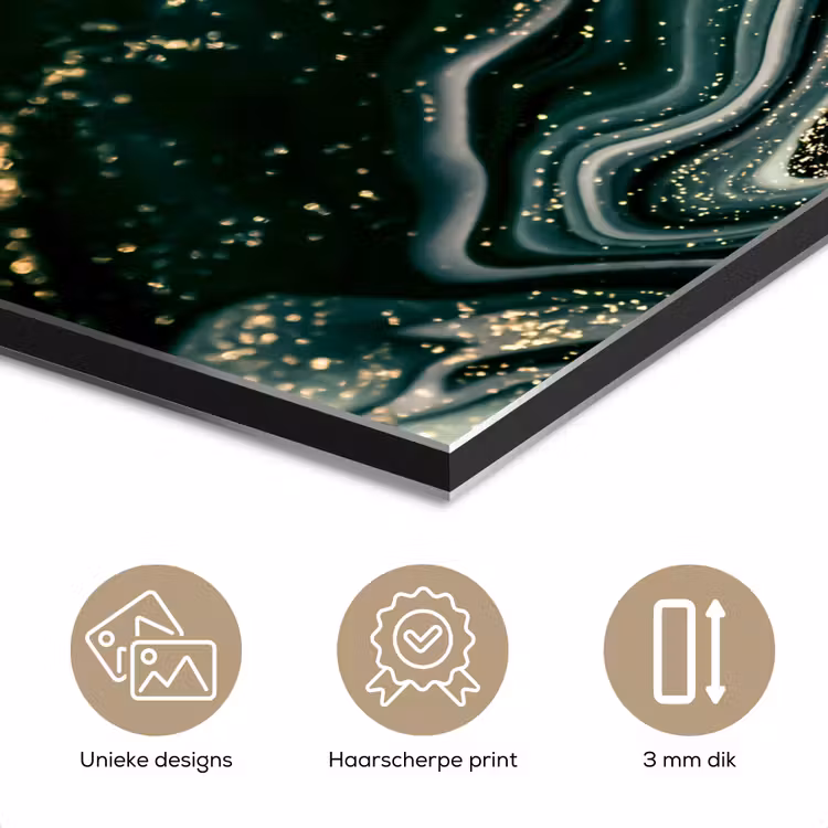 Aluminium schilderij - Marmerlook - Goud - Groen - Glitter - Design - Marmer — 7