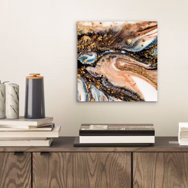 Aluminium schilderij - Marmerlook - Goud - Zwart - Glitter - Chic — 2