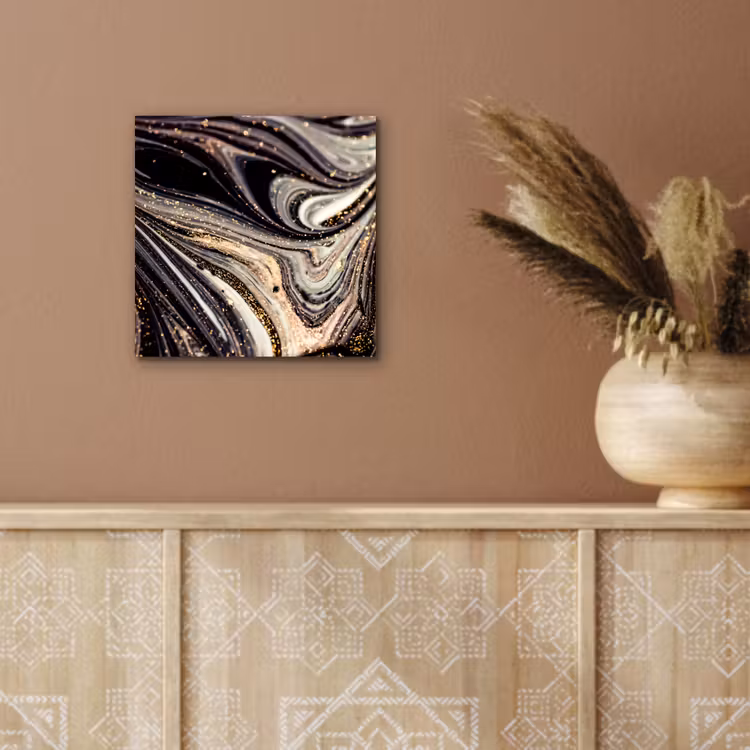Aluminium schilderij - Marmerlook - Zwart - Goud - Wit - Glitter - Marmer — 5