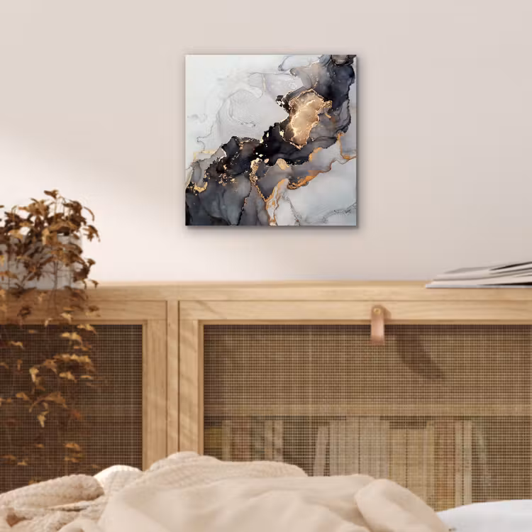 Aluminium schilderij - Zwart - Marmer - Luxe - Goud — 4