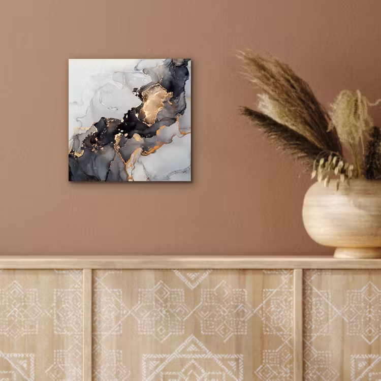 Aluminium schilderij - Zwart - Marmer - Luxe - Goud — 5