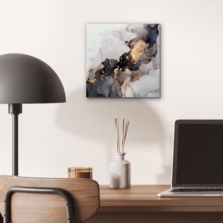 Aluminium schilderij - Zwart - Marmer - Luxe - Goud — 6
