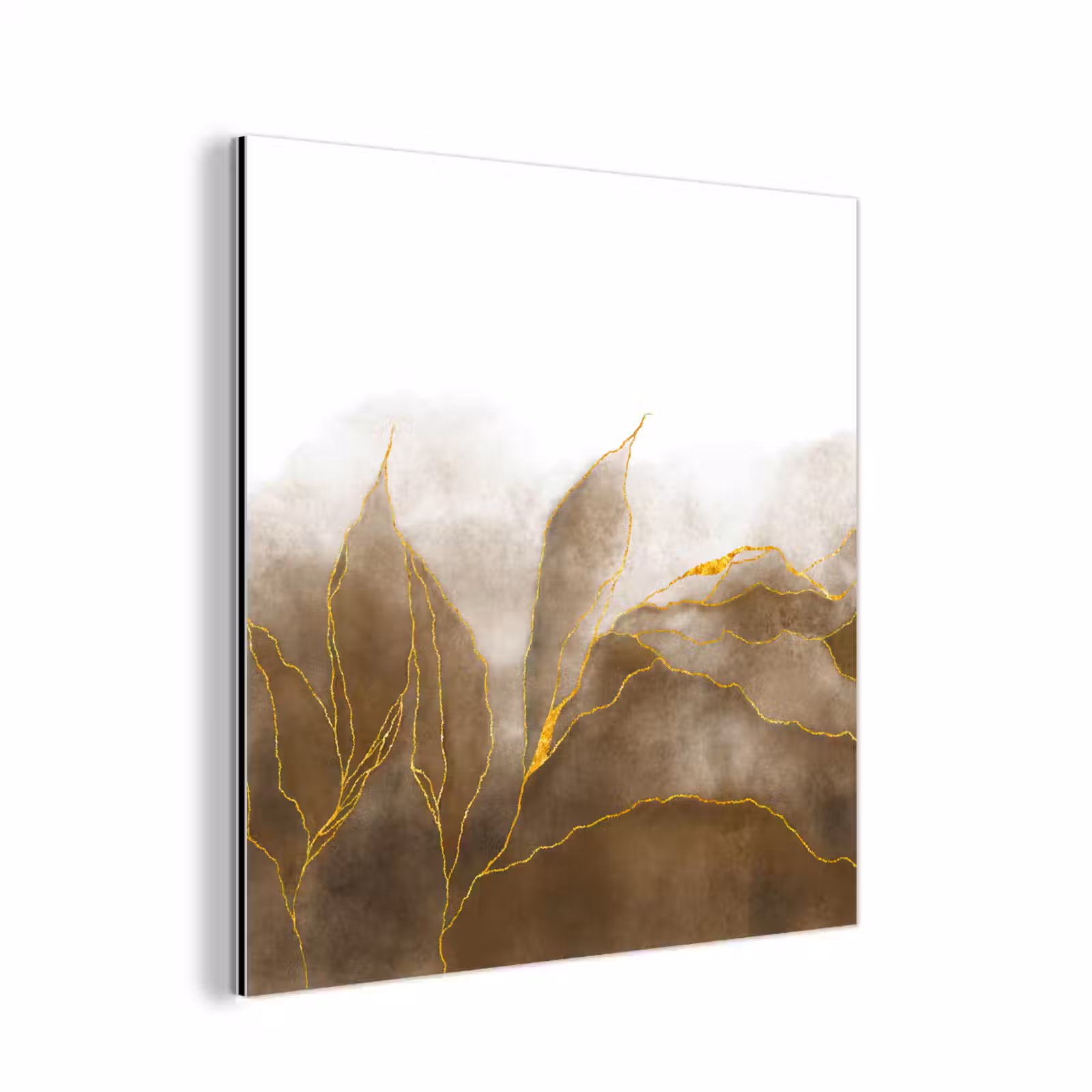 Aluminium schilderij - Marmer - Goud - Bruin - Textuur - Marmerlook — 1