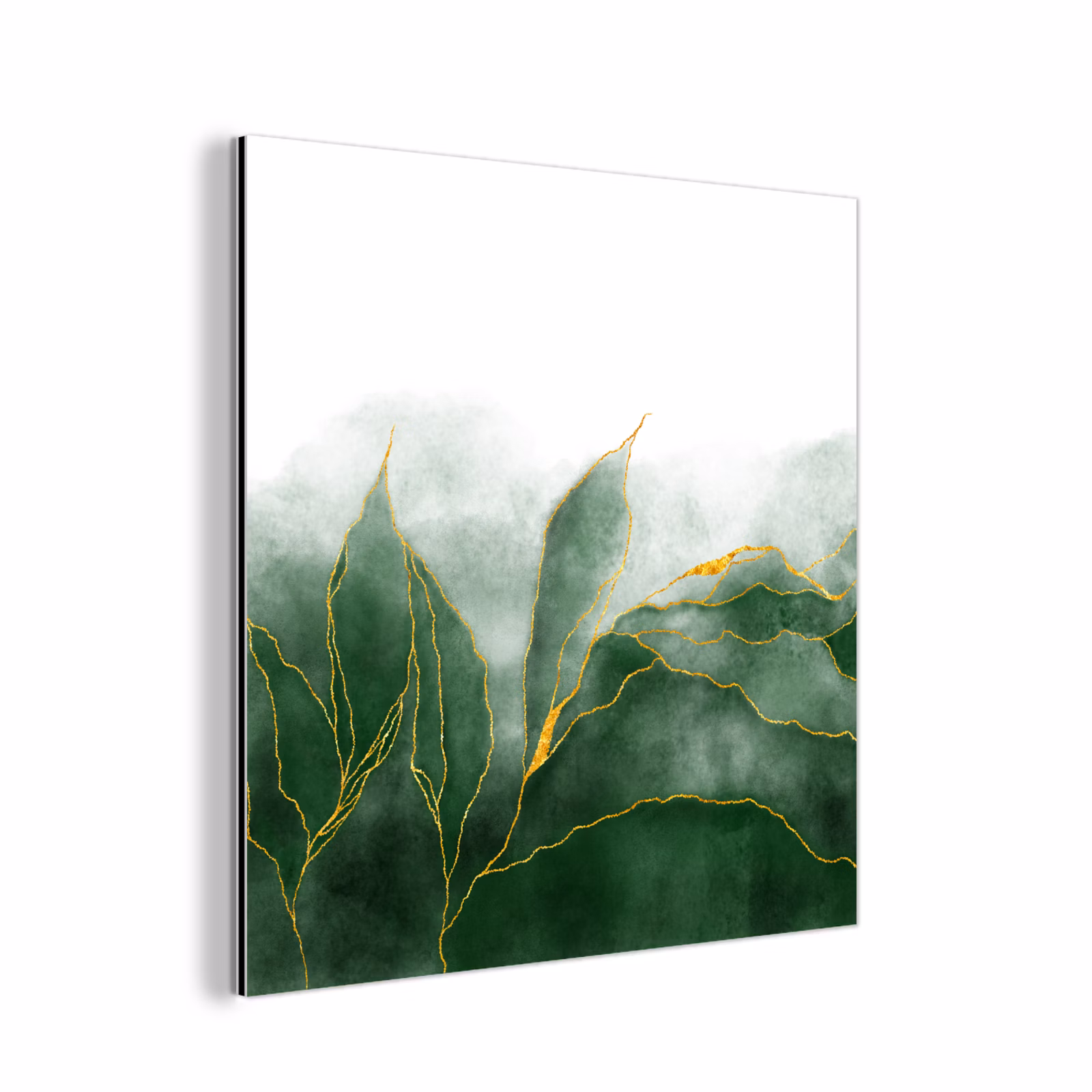 Aluminium schilderij - Marmer - Groen - Luxe - Goud - Marmerlook — 1