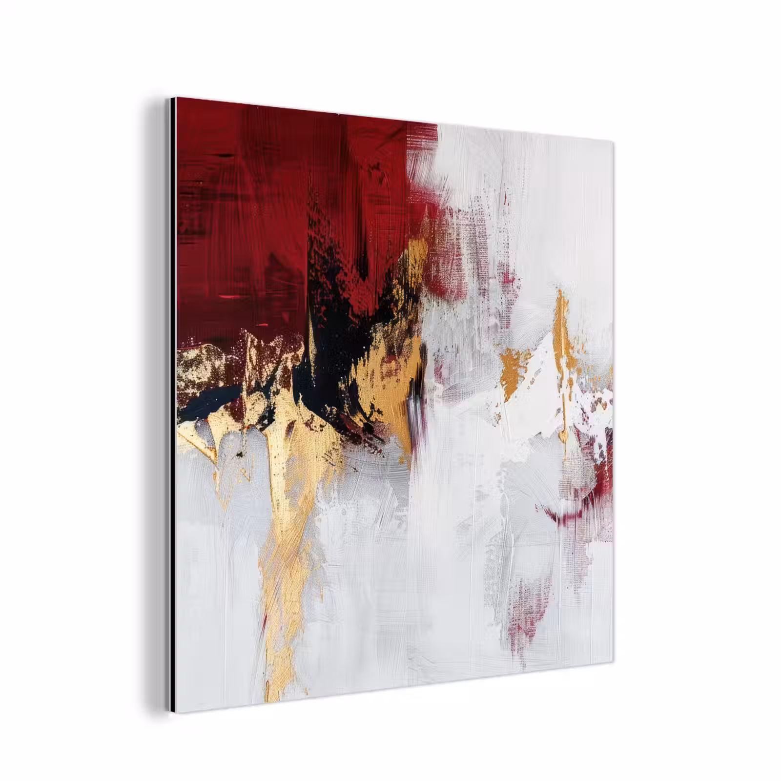 Aluminium schilderij - Rood - Marmer - Abstract - Goud - Modern — 1