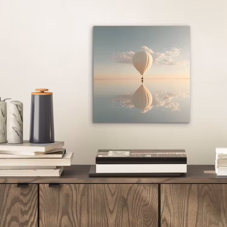 Aluminium schilderij - Luchtballon - Wolken - Water - Blauw — 2