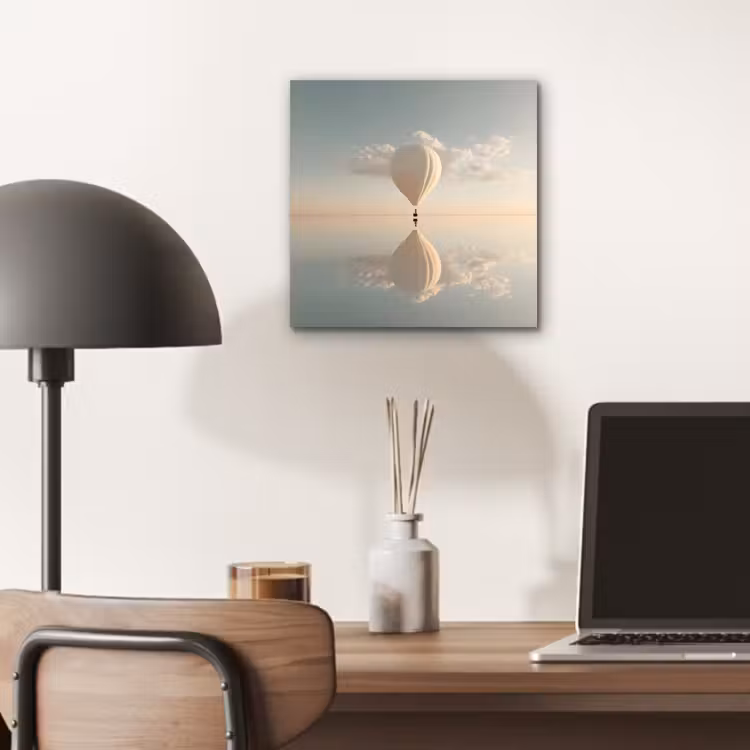 Aluminium schilderij - Luchtballon - Wolken - Water - Blauw — 6
