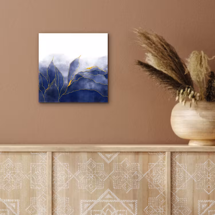 Aluminium schilderij - Marmer - Blauw - Marmerlook - Goud - Textuur — 5