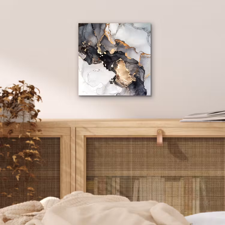 Aluminium schilderij - Marmer - Goud - Abstract - Zwart Wit - Luxe — 4