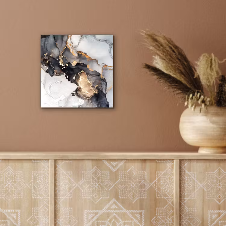 Aluminium schilderij - Marmer - Goud - Abstract - Zwart Wit - Luxe — 5