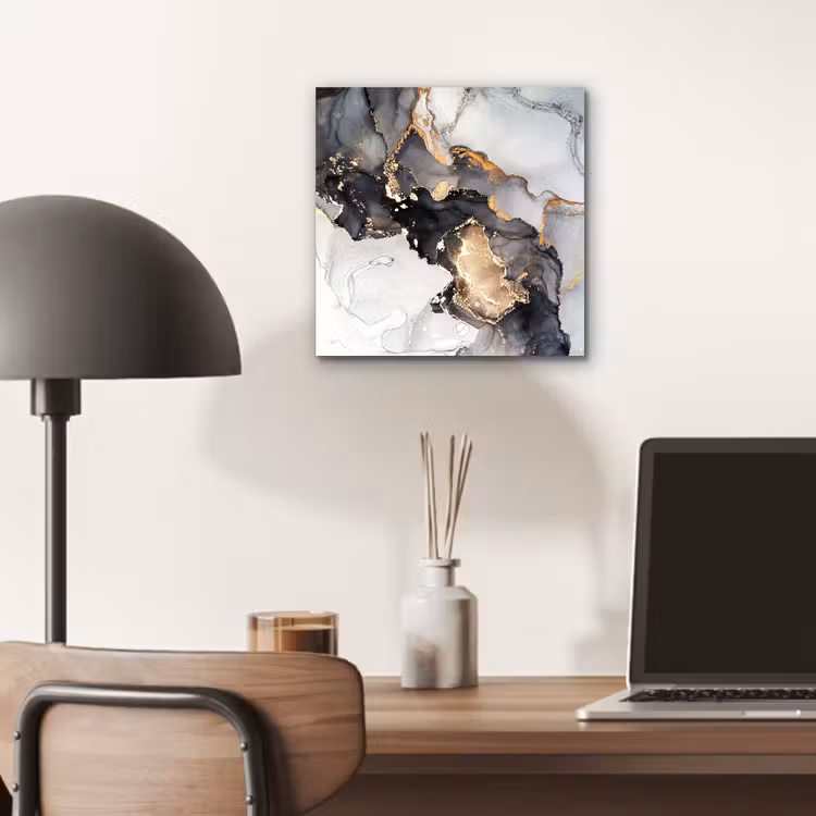 Aluminium schilderij - Marmer - Goud - Abstract - Zwart Wit - Luxe — 6