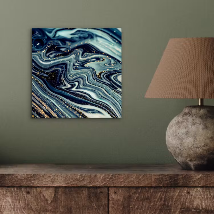 Aluminium schilderij - Marmer - Goud - Blauw - Glitter - Marmerlook - Abstract — 3