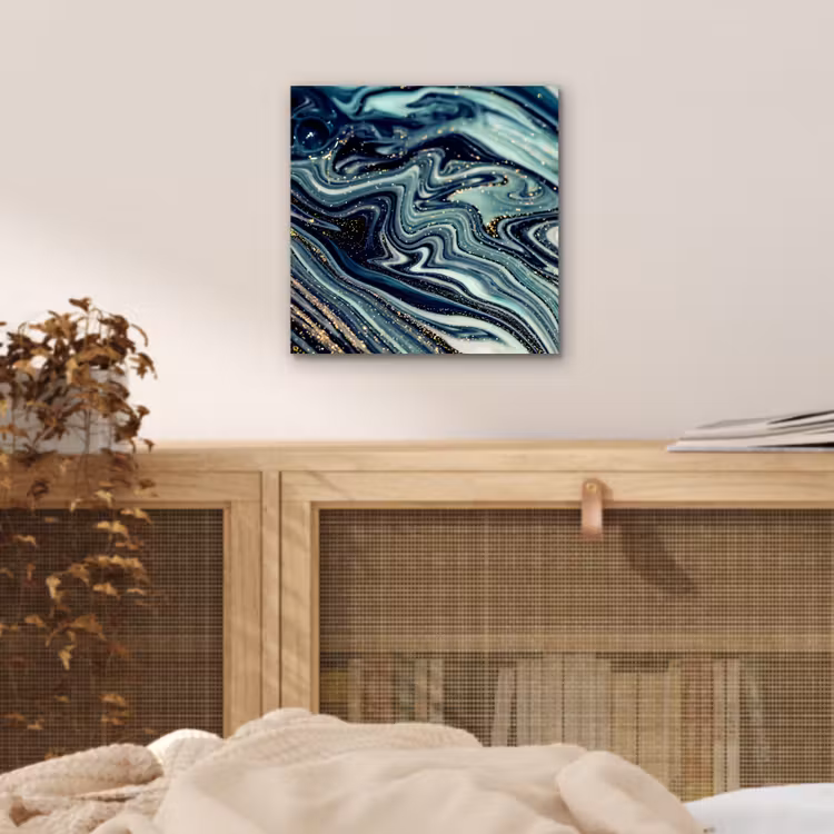Aluminium schilderij - Marmer - Goud - Blauw - Glitter - Marmerlook - Abstract — 4
