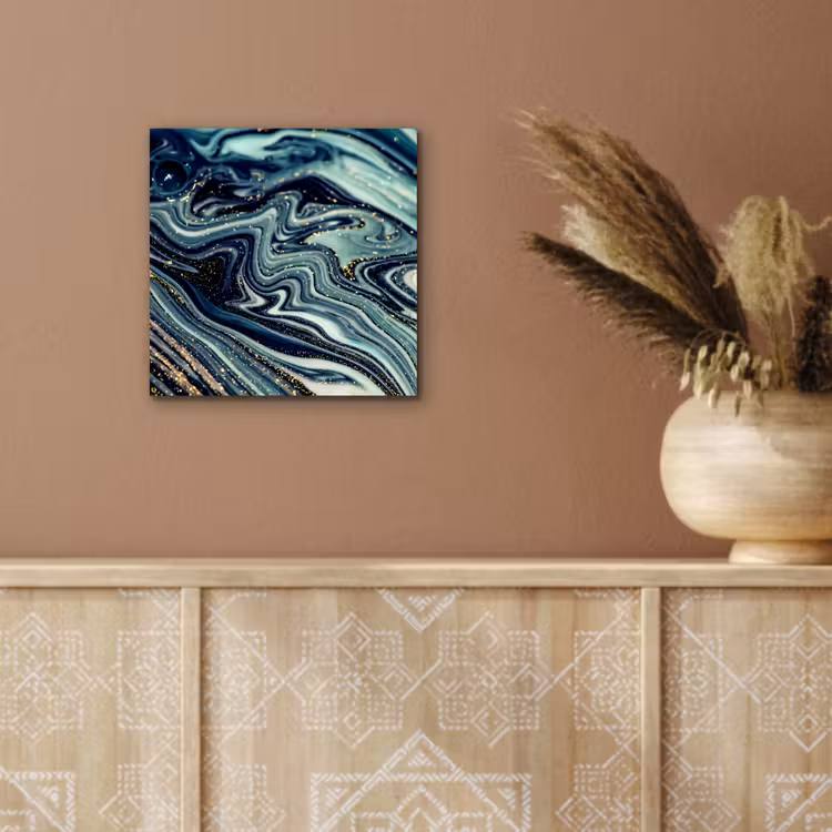 Aluminium schilderij - Marmer - Goud - Blauw - Glitter - Marmerlook - Abstract — 5