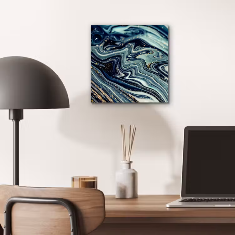 Aluminium schilderij - Marmer - Goud - Blauw - Glitter - Marmerlook - Abstract — 6
