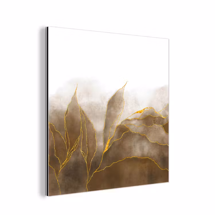 Aluminium schilderij - Marmer - Goud - Bruin - Textuur - Marmerlook — 1