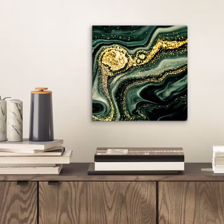 Aluminium schilderij - Marmer - Goud - Glitter - Groen - Marmerlook - Luxe — 2