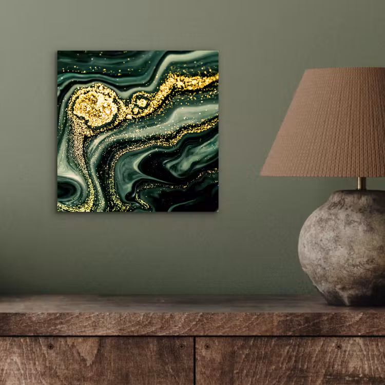 Aluminium schilderij - Marmer - Goud - Glitter - Groen - Marmerlook - Luxe — 3