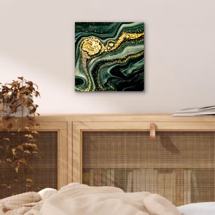Aluminium schilderij - Marmer - Goud - Glitter - Groen - Marmerlook - Luxe — 4