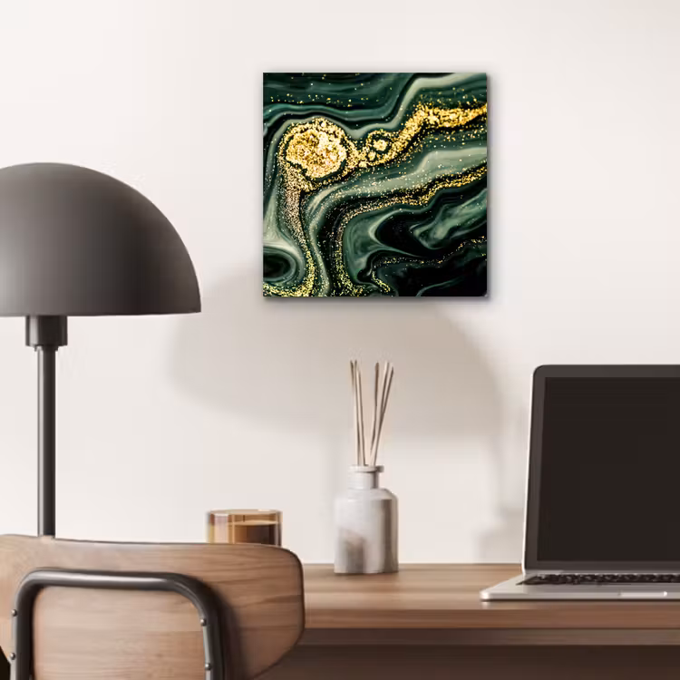 Aluminium schilderij - Marmer - Goud - Glitter - Groen - Marmerlook - Luxe — 6