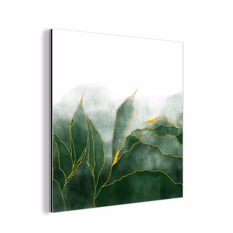 Aluminium schilderij - Marmer - Groen - Luxe - Goud - Marmerlook — 1