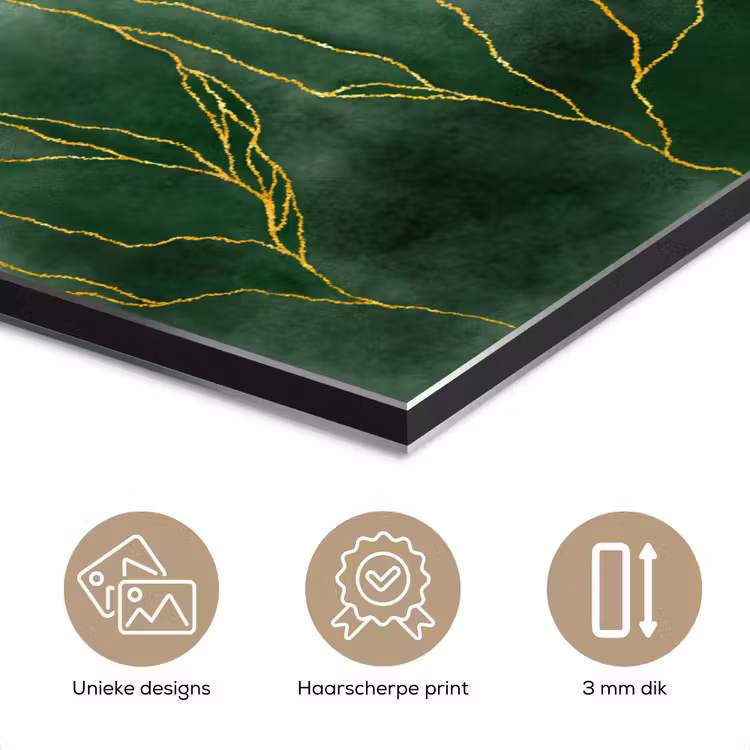 Aluminium schilderij - Marmer - Groen - Luxe - Goud - Marmerlook — 7
