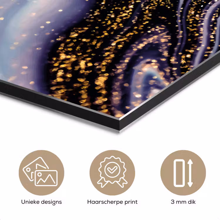 Aluminium schilderij - Marmer - Paars - Luxe - Marmerlook - Glitter — 7