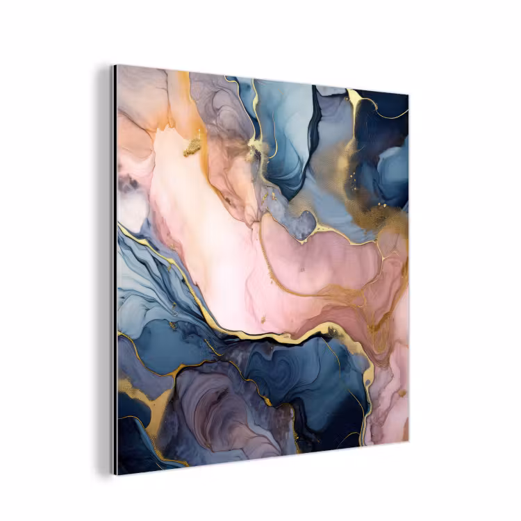 Aluminium schilderij - Marmer - Roze - Blauw — 1