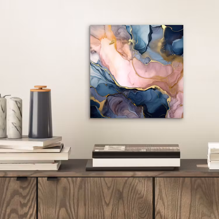 Aluminium schilderij - Marmer - Roze - Blauw — 2