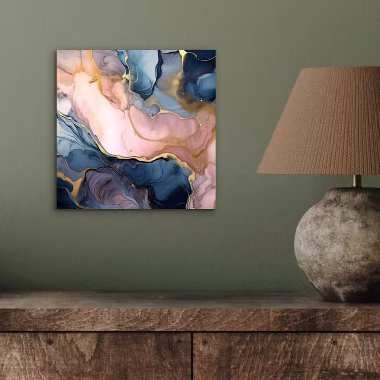Aluminium schilderij - Marmer - Roze - Blauw — 3