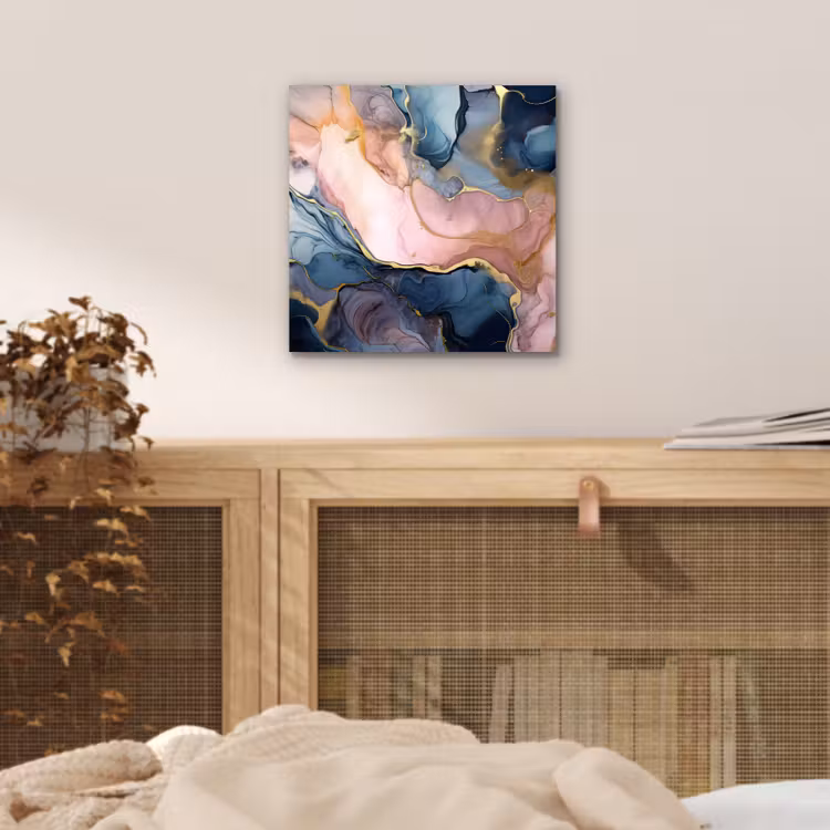 Aluminium schilderij - Marmer - Roze - Blauw — 4