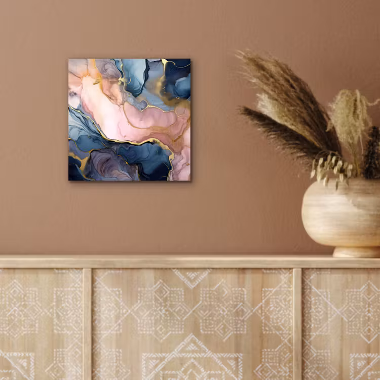 Aluminium schilderij - Marmer - Roze - Blauw — 5