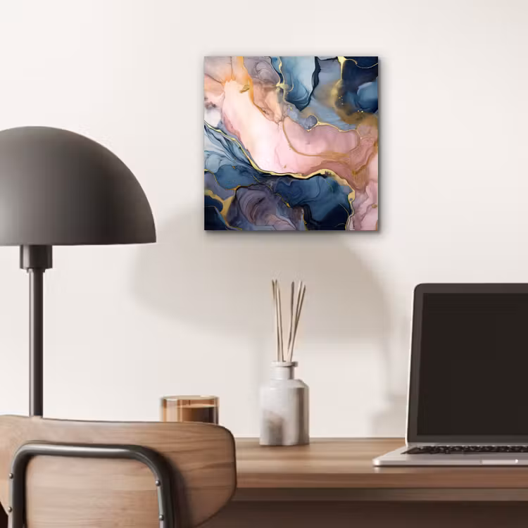 Aluminium schilderij - Marmer - Roze - Blauw — 6