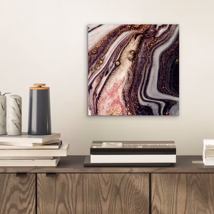 Aluminium schilderij - Marmer - Roze - Goud - Glitter - Marmerlook — 2