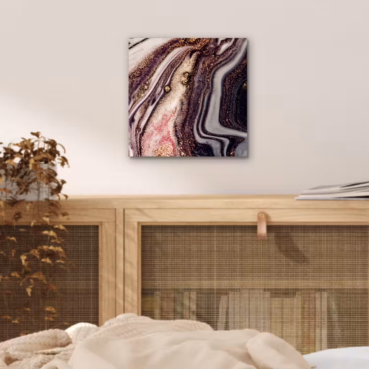 Aluminium schilderij - Marmer - Roze - Goud - Glitter - Marmerlook — 4